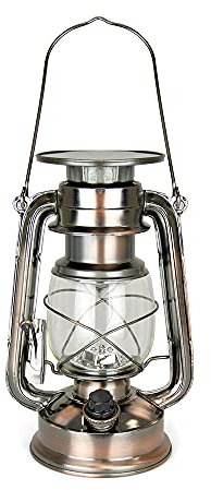 HomeLife Nova Scotia Solar LED Storm Lamp with 15 Bright LED's / Carry Handle / Weatherproof Design / Solar Rechargeable / Variable Dimmer Settings / Energy Saving - D1202CP - Copper