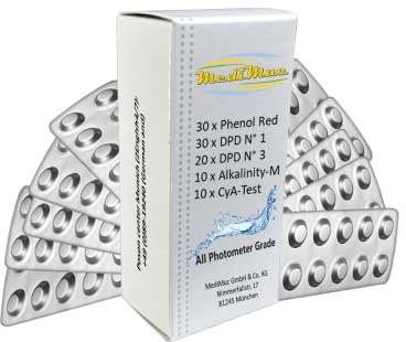 Refillpack med 100 testtabletter för PoolLAB – även lämplig för andra handhållna fotometriska mätinstrument – original PoolLAB reagenser – Tablettantal (100)
