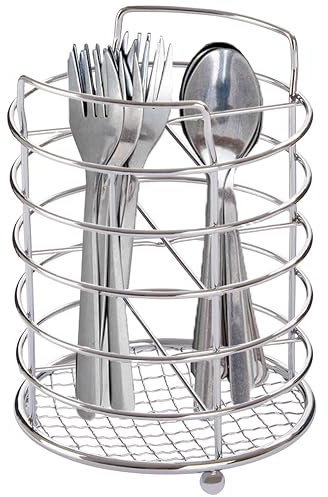 Premier Housewares Durable Cutlery Caddy, Metal, Silver, Large