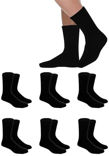 POPYS® Calcetines invierno de Algodón con interior de Felpa | Calcetines invierno Mujer y Hombre | Calcetines térmicos Unisex (FR/ES, Números, 35, 40, Regular, Regular, 6, Negro)