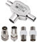 LIAMGUS Digital Signal Antenna Splitter Tv Aerial Splitter+2 X Female 2 X Male TV Aerial Coaxial Cable Connectors Adaptor