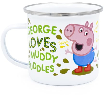 Robert Frederick Peppa Pig Emalj Mugg - George Loves Muddy Puddles Design