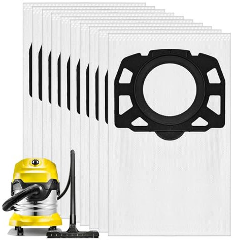 MOSTFUN 10 Pack KFI 487 Vacuum Cleaner Bags Compatible with Karcher WD4 WD5 WD6 WD5P WD6P MV4 MV5 MV6 WD 4.000 to WD 5.999 SE 6.100 Filter Bags Dust Bags for 2.863-006.0 Wet & Dry Vacuum Cleaners
