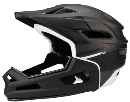 kowaku Full Face Bike Helmet with Detachable Chin Guard Safe Breathable Adjustable Bicycle Helmet for Commuting Women Men, Black