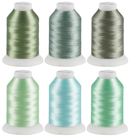 ilauke 6 färger polyester maskiner broderigarn, 500 m (550 Y) maskinbroderigarn, sygarn, sygarset, för armband broderi, hantverk, quiltning, symaskin