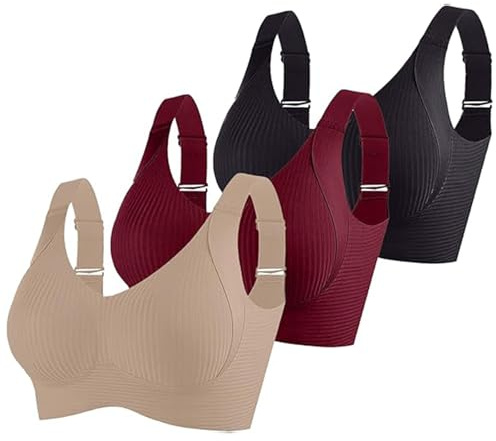 Sujetador Deportivo Mujer Ofertas,3 Pack Sujetador Sin Aros Push Up Cuello V Bralette Básicos Sin Costuras Comodos Sostenes de Mujer con Relleno Suaves Elástico SostéN Cómodo Transpirable Sports Bra