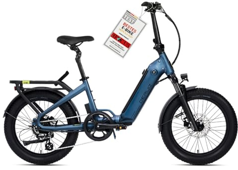DERUIZ Peridot E-Bike-Bicicleta eléctrica plegable de 20 pulgadas, 250 W, 55 N.m, motor de rueda trasera, 3 pulgadas, batería de 48 V/500 Wh, batería de 11 – 32T, 8 velocidades, frenos hidráulicos