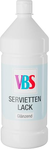VBS Vernis pour serviettes Brillant 100-1000ml Transparent, Résistant à la lumière, Résistant à l'eau, Base d'eau, Sans odeur, Serviettes, Vernis, Colle 1000 ml