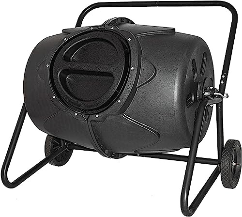 Bidone per compostaggio da esterno da 45 galloni, con doppie ruote girevoli e fori di ventilazione per rifiuti da giardino e rifiuti alimentari