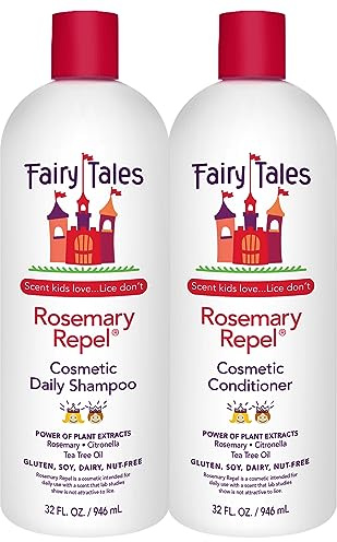 Fairy Tales Rosemary Repel Daily Kids Shampoo, 32 fl oz. and Conditioner, 32 fl oz. Duo – Kids Like the Smell, Lice Do Not (Pack of 2)