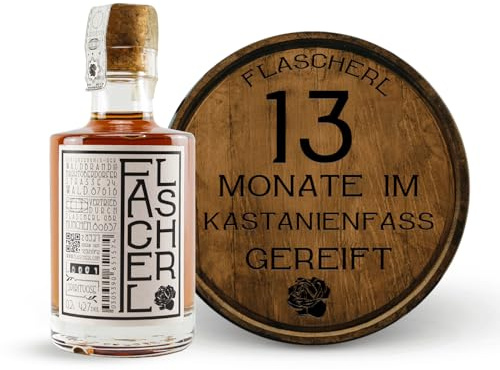 Flascherl Gin- 13 Monate im Kastanienfass gereift - 42,7% Vol - Pur genießen oder für Cocktails wie Gin-Tonic und Negroni - Premium Geschenkset für Männer (0,2L)