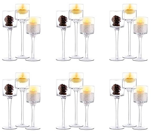 NUPTIO Stemmed Glass Candle Holders, Set of 18 for Floating Candles
