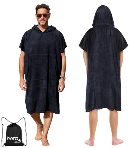 Kato Tirrinia Beach Surf Poncho con tasca, in neoprene assorbente, con fasciatoio, asciugamano poncho, per surf, nuoto, per adulti, uomini e donne