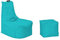 Momiralland Komfort Sitzsack XL - XXL mit Hocker Sitzkissen BodenKissen Sessel In- & Outdoor geeignet Gaming Sitzsack für Erwachsene und Kinder (Türkis, XL - Durchmesser 75 cm)