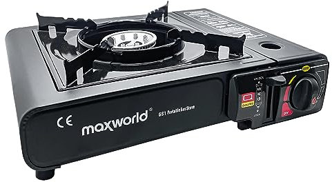 maxworld® Campingkocher | All-in-One Gasherd | Tragekoffer für einfachen Transport ideal für Camping & Picknick (Gaskocher) ohne Gaskartuschen