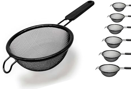 Rostfritt stål kökssil med handtag uppmätt att välja från 8cm till 30cm. Finmaskigt sil för olja, pasta, ris etc. Kökshällar rostfritt stål fint nät (svart 12cm)
