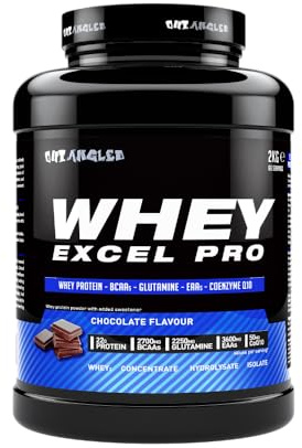 Out Angled Whey Protein Powder, Whey Excel Pro, Chocolate Flavour 2kg, High Protein with Whey Protein Isolate for Muscle Recovery