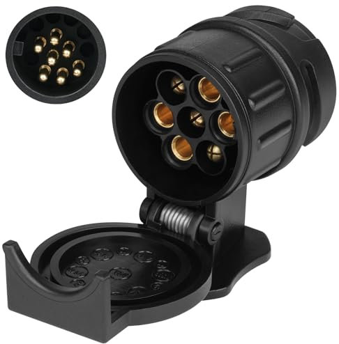 URAQT 13 Pin To 7 Pin Towing Adaptor, 13 to 7 Pin Towing Socket Trailer Plug, Waterproof Trailer Adaptor Tow Connector, Trailer Plug For 12 V Trailer Systems, Caravan Trailers Electric Adapter,Black