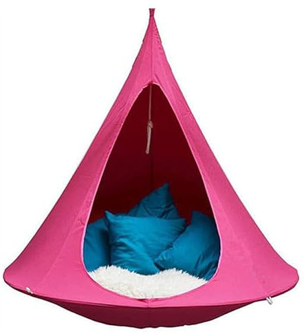 AHDFY Schaukel-Schmetterlings-Hängesessel, Outdoor-Innenhof-Hängematte, Lazy-Hängezelt, Doppelbett, Innen-/Außen-Hängesessel, 110 x 100 cm (Naturweiß),Rose red,150cmX150cm