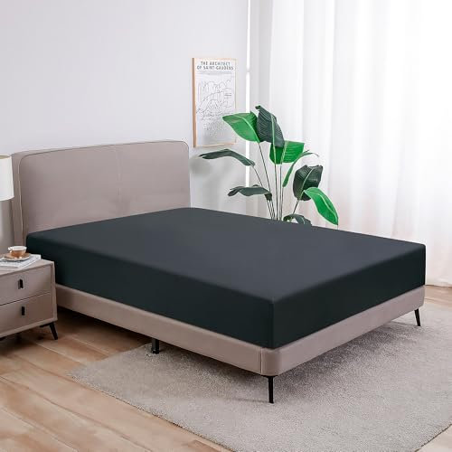 Softex Royal - Klassisches Spannbettlaken - 100% Baumwolle Jersey Spannbettlaken in vielen Farben und Größen - Markenqualität, Schwarz, 140 x 200 cm - 160 x 200 + 27 cm 100% gekämmte Baumwolle