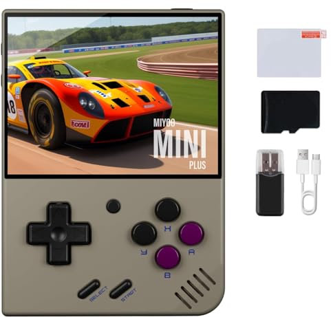 Whatsko MiyooMini Plus Console de Jeu Portable Avec 20000+ Jeux,MiyooMini+ Console Rétro 3.5 inch IPS Screen Linux System 3000 mAh et 64GB,Prise en Charge Wi-Fi Battle（Gris）