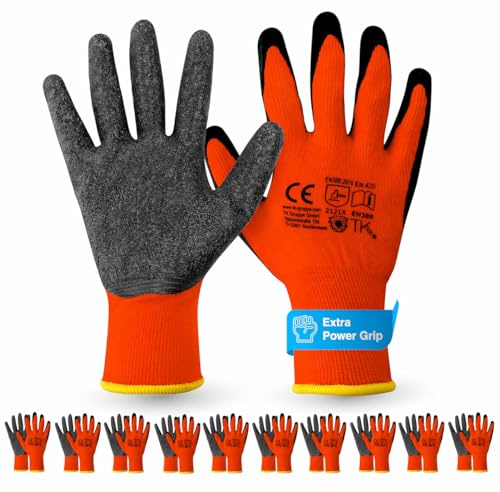 TK Gruppe Timo Klingler 10x Paia Guanti da Lavoro EN388 L-XL – Grip Potente – Guanti Protettivi per Giardinaggio, Montaggio e Meccanica – Resistenti e Comodi per Uomo