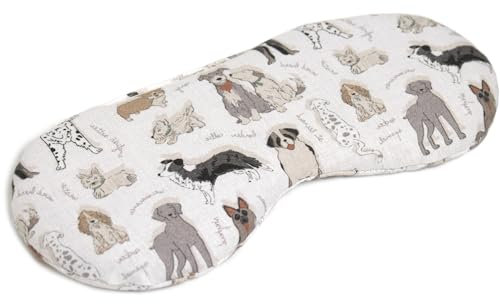 Coussin bio pour les yeux, tissu biologique chiens vintage - Coussin rafraîchissant pour les yeux. L´alternative naturelle aux masques en gel - Graines de lin bio
