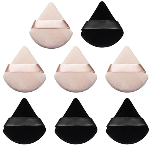 8 Esponja Maquillaje,Soplos de Polvo,Triángulo Polvos Puffs,Maquillaje Puff,Esponjas Maquillaje para Polvos Sueltos, Maquillaje, Crema, Rubor(Negro y Desnudo)