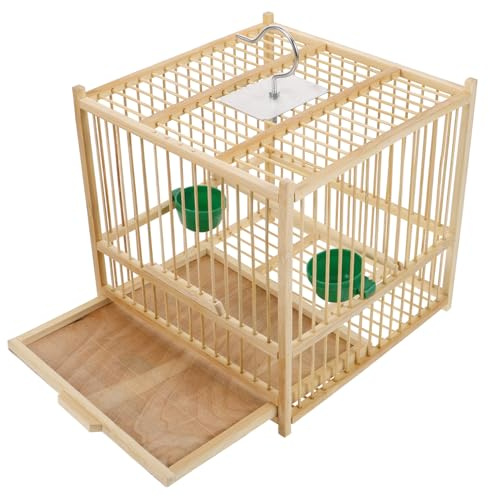 JECOMPRIS Elegant Handmade Bamboo Bird Cage for Small Birds Parakeet Cockatiel Lovebird Sturdy Easy to Clean