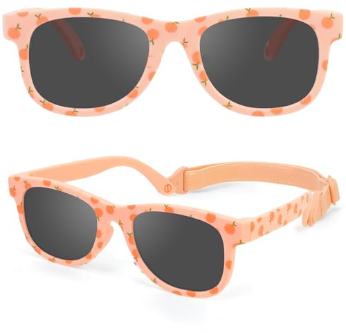 Beipegin Baby Sunglasses Boy Girl,UV Protection Polarized Toddler Kids Sunglasses Flexible Eyeglasses with Strap for Children Age 0-36 Months