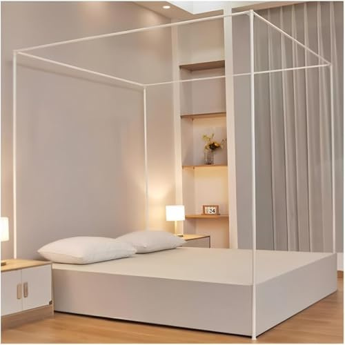 Himmelssäng Myggnätshållare Fyra Hörn Säng Myggnätshållare 4 Hörn Sängstolpe Sänghimmel Ram Rack Ram Säng, One Color, 200x220cm