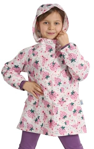 PERLETTI Veste Imperméable Fille 4 5 6 7 Ans - Manteau de Pluie Enfant Coupe Vent à Capuche Mi Saison - Vetements de Pluie Chic Elegant pour Sac à Dos