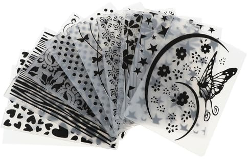 JOINPAYA 10 Pochoirs à Gaufrer en Plastique Mixte – Motifs Vent Étoile Cœur Fée Lierre Écorce – pour Scrapbooking Albums Photo et Loisirs Créatifs – Gabarits de Gaufrage DIY