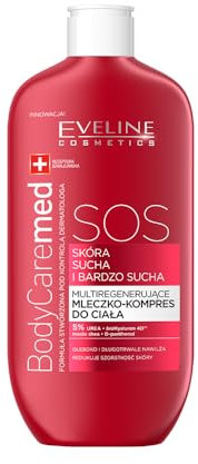 Eveline Cosmetics BodyCare Med+ Latte Corpo Rigenerante Intensivo Multi-Rigenerante Formula Idratante e Lenitiva per Pelle Molto Secca con 5% Urea, bioHyaluron 4D e Burro di Karité - 350 ml