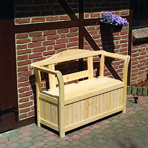 Beauty.Scouts Outdoor Dino Collection Friesenbank Katja, Kiefer, Natur, 130 x 50 x 93 cm, mit Kissenbox, Bank, Gartenbank, Gartenmöbel, Garten, Holzbank, Holtgartenbank, massiv Holzbank