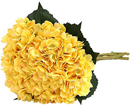 Tifuly Konstgjorda hortensiablommor, 5 st realistiska enkla långa stjälkar silke 16 cm blomhuvud Hortensia buketter för bröllop, hem, hotell, festdekoration, blomarrangemang
