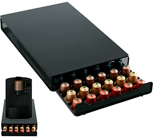 ZENO Coffee Capsule Pod Holder with Sliding Draw For Nespresso Coffee Machine Stand & 60 Capsule Pod Holder