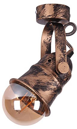 TWSXTE Plafoniera in stile industriale vintage, Faretto LED, Applique da parete interna orientabile, Prese E27, per lampadine fino a 60W (senza lampadina)