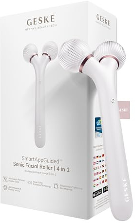 GESKE | SmartAppGuided™ Sonic Facial Roller | 4 in 1 | Gerät für Gesicht | Derma Roller | Professioneller Gesichtsroller | Strafft und definiert die Haut im Gesicht
