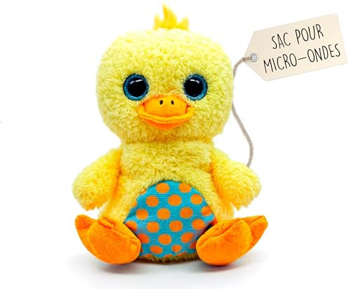 Wärmetier (15 cm) - Wärme Kuscheltier - Weich und Warm, Ideal zur Linderung von Koliken bei Babys - Huhn Plüschtier zum Kuscheln und Schlafen - Herausnehmbarer Samenbeutel