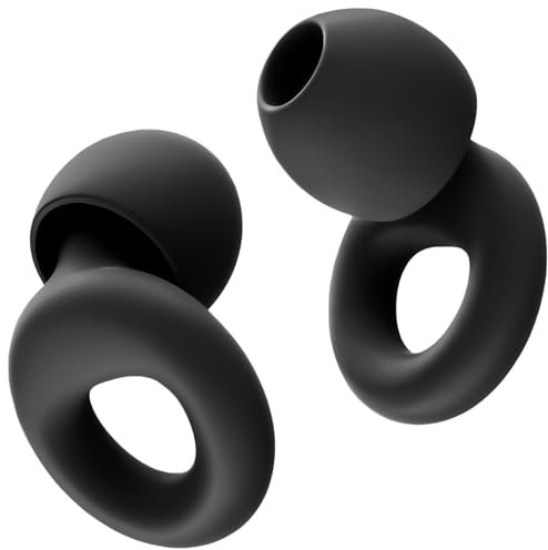 HOYIO Boule Quies, Bouchon d'Oreille, Bouchons d'Oreilles Anti Bruit SNR 27 dB, Bouchons Oreilles pour Dormir et pour les Concerts, Lavables et Réutilisables, Silicone, 8 Embouts, Noir