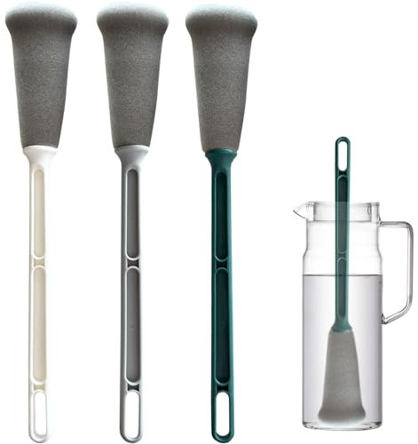 Spazzole per bottiglie di spugna，3 Pezzi Spazzola di bottiglia, Lavabottiglie pennello, per biberon, Tazzine da caffè, Bicchieri, tazze, Bollitori