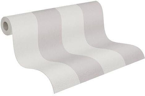 A.S. Création 397973 Papier peint intissé avec rayures beige/crème/gris – Papier peint à rayures de qualité supérieure – 10,05 m x 0,53 m – Papier peint pour salon – Fabriqué en Allemagne