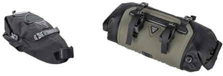 TOPEAK Unisex – Erwachsene Backloader Gepäckträgertasche, schwarz, 10 Liter & Unisex – Erwachsene Frontloader Lenkertasche, Schwarz-Grün, 50cm