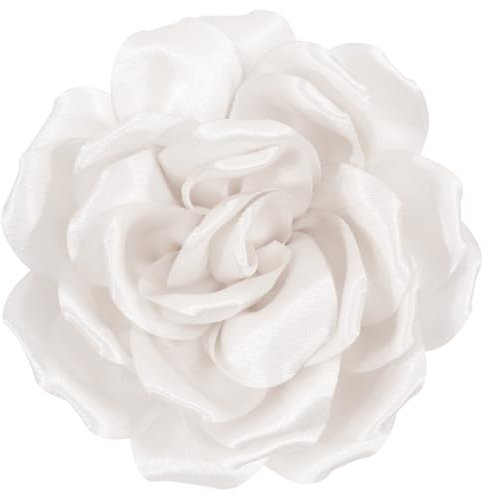 Mecool Haarschnitt große Rose Brosche Brosche Blume Kopfblume Haarklammer Mädchen Hochzeit Party Accessoires Weiß
