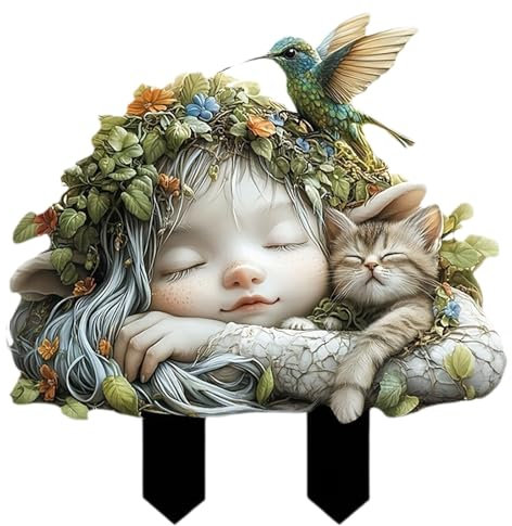 Ghjkldha Paletto decorativo da giardino | Spina da giardino in miniatura | Paletto da giardino per interni | Spina da giardino fatata fatta a mano con 29 x 30 cm per interni, case, giardini portico