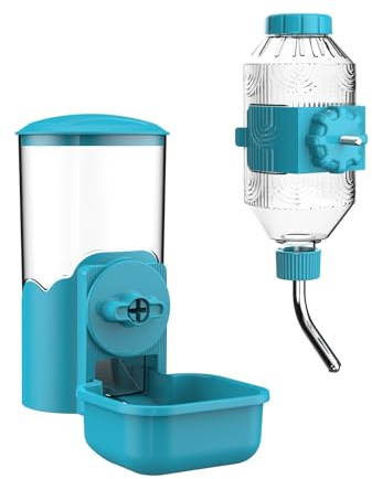 Distributore automatico di cibo e acqua per animali domestici, stazione di alimentazione automatica a gravità per cuccioli, gattini, conigli, porcellini d'India, cincillà, furetti, ricci (Blu)