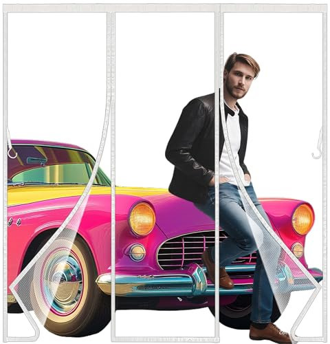 Moustiquaire Porte 180x220cm Fenetre Aimantée Magnetique, Rideaux Anti Mouches pour Porte, Rideaux Toile Insect Ecran,Moustiquaire Baie Vitree Coulissante,Magnétique Moustique Sans Perçage Blanc