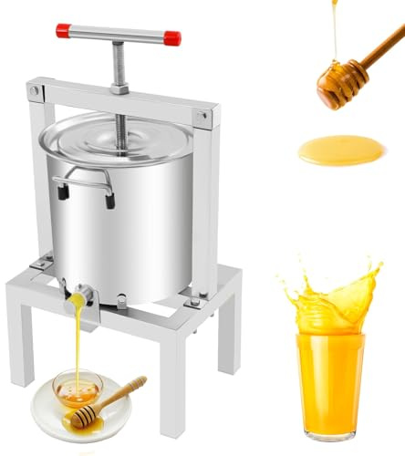 Pressa per vino e frutta, in acciaio inox, capacità 10 l, con protezione dagli schizzi, per estrazione di sidro e miele fai da te