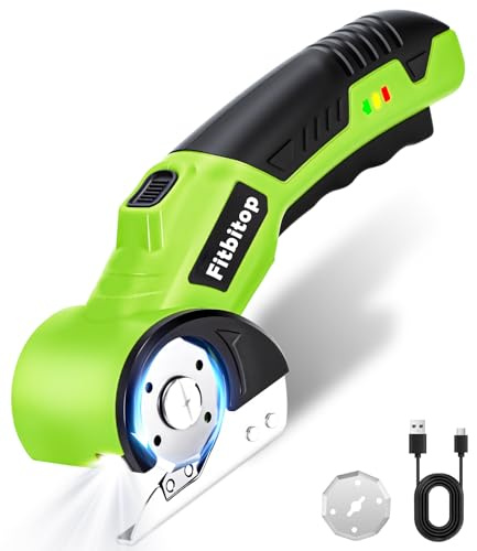 Kartonschneider Elektrische Schere Kabelloser Rollschneider Akku-Universalschneider Rotationsschneider - Selbstschärfende Klinge - Schneidet Leder, PVC, Teppiche, Karton